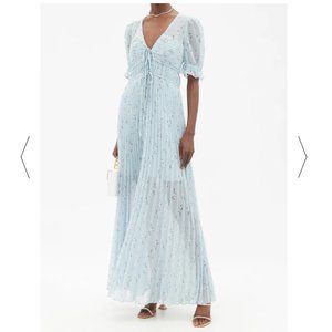 SELF-PORTRAIT Floral-print fil-coupé pleated-georgette dress, US 0